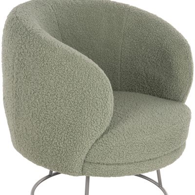 ARMCHAIR ARIEN HM8403.27 BOUCLE FABRIC IN PISTACHIO GREEN-SILVER METAL BASE 78x75x84Hcm.
