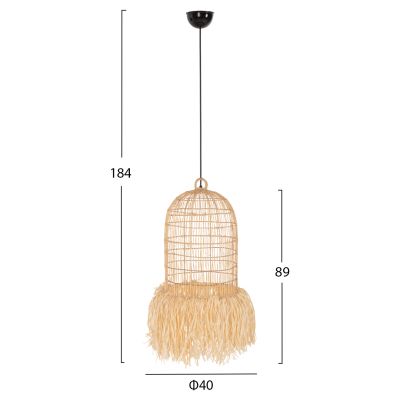 CEILING PENDANT LAMP ΗΜ7889 PALM LEAF FIBERS IN NATURAL COLOR Φ40x55Hcm.