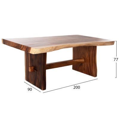DINING TABLE ULYSES HM9757 SOLID SUAR WOOD IN NATURAL COLORING 200X90X77Hcm.