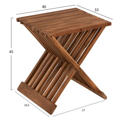 SIDE TABLE HM7896 FOLDABLE MADE OF TEAK WOOD IN NATURAL COLOR 40x33x45Hcm.