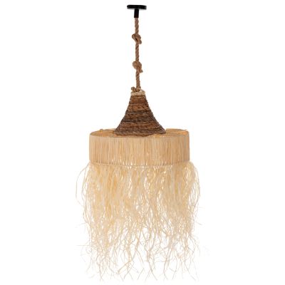 CEILING PENDANT LUMINAIRE SET HM11922 ROPE AND DRIED PALM LEAF FIBERS Φ51Χ155+H cm.