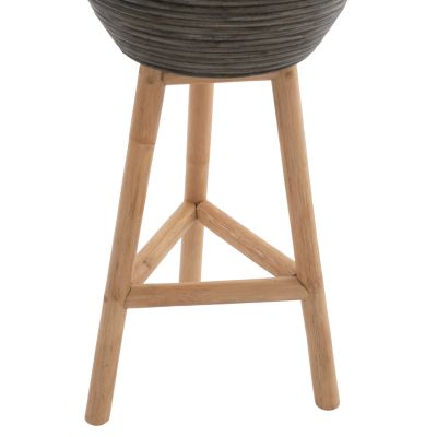 FLOWER POT RATTAN WITH BAMBOO LEGS HM7724 36Χ35Χ95Hcm.NATURAL-GREEN