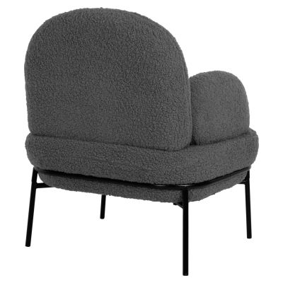 КРЕСЛО AGNES HM9525.21 СИВ ПЛАТ ОТ БУКЛЕ-ЧЕРНИ МЕТАЛНИ КРАКА 74x71x83Hcm.