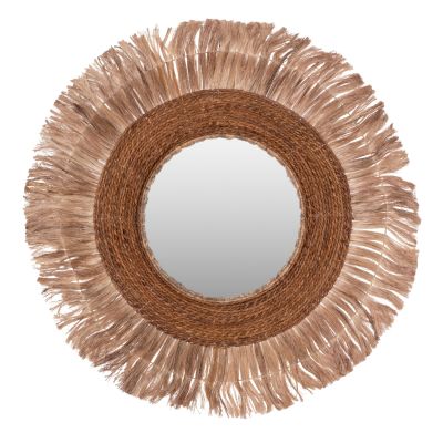 MIRROR ROUND WITH ABACA FIBERS FRAME NATURAL COLOR 110x5x110Hcm.HM7740