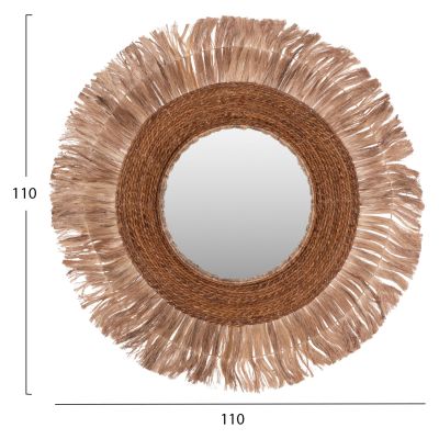 MIRROR ROUND WITH ABACA FIBERS FRAME NATURAL COLOR 110x5x110Hcm.HM7740