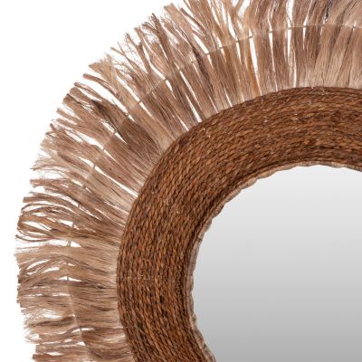 MIRROR ROUND WITH ABACA FIBERS FRAME NATURAL COLOR 110x5x110Hcm.HM7740