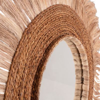 MIRROR ROUND WITH ABACA FIBERS FRAME NATURAL COLOR 110x5x110Hcm.HM7740
