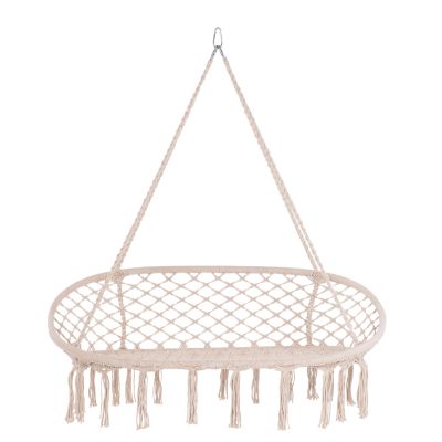 HANGING NEST HM5769 2-SEATER MACRAME ROPE IN BEIGE COLOR 130x67x120-140Hcm.