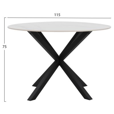 DINING TABLE ROUND SYNTEC HM9309.02 SINTERED STONE WHITE METAL LEGS Φ115x75H