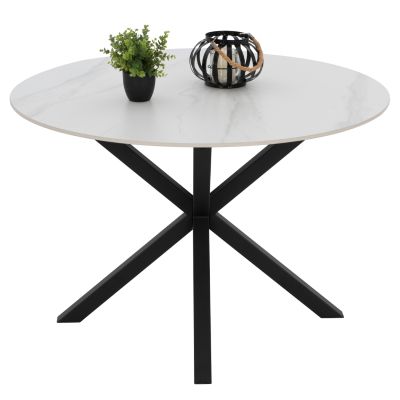 DINING TABLE ROUND SYNTEC HM9309.02 SINTERED STONE WHITE METAL LEGS Φ115x75H