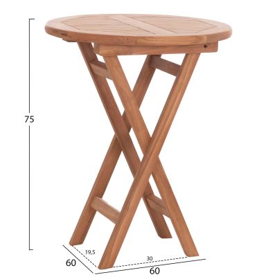 FOLDABLE ROUND TABLE ERIS HM18119 TEAK WOOD--NATURAL COLOR Φ60x75Hcm.