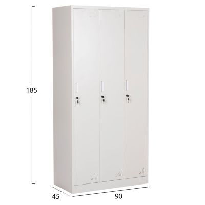 METAL TRIPLE LOCKER WITH KEYLOCKS ALTONA HM5634.11 GREY 90x45x185Hcm.
