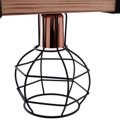 CEILING PENDANT WITH WOOD AND METAL GRID 30x16x50Hcm.HM7680.01