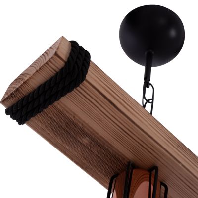 CEILING PENDANT WITH WOOD AND METAL GRID 30x16x50Hcm.HM7680.01