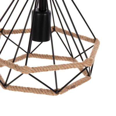 CEILING PENDANT LAMP HM4061 BLACK METAL-ROPE 24,5x21,5x125Hcm.