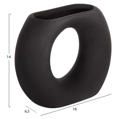 CERAMIC TABLE DECOR ELLIPTO HM4646.02 MATTE BLACK 18x6.5x14Hcm.