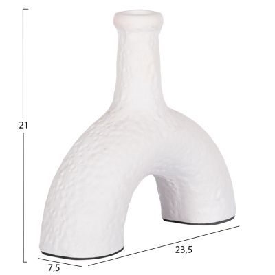 DECORATIVE VASE SERIES CLAYVON HM4403 TERRACOTTA IN WHITE COLOR 23.5x7.5x21Hcm.