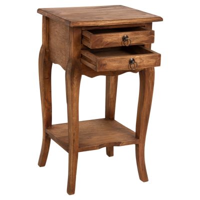 SIDE TABLE WITH 2 DRAWERS HM7904 MAHOGANY WOOD IN NATURAL COLOR 40x30x67Hcm.