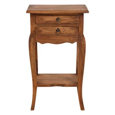 SIDE TABLE WITH 2 DRAWERS HM7904 MAHOGANY WOOD IN NATURAL COLOR 40x30x67Hcm.