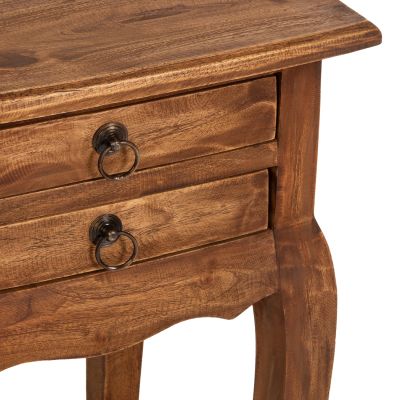 SIDE TABLE WITH 2 DRAWERS HM7904 MAHOGANY WOOD IN NATURAL COLOR 40x30x67Hcm.