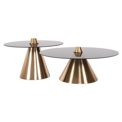 ХОЛНИ МАСИ 2БР. REBEN HM9919 МЕТАЛ В ЗЛАТИСТО-ЧЕРЕН СТЪКЛЕН ПЛОТ Φ80 & Φ60 см.