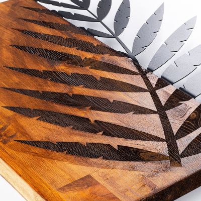 WOODEN WALL DECORATION WITH METALLIC LEAF 50X58 HM7225
