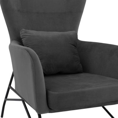 Armchair Velvet Grey with metallic black leg HM8721.01 67x80x102 cm.