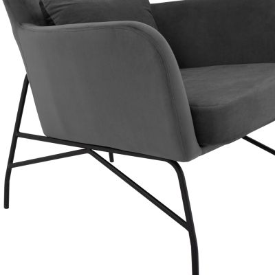 Armchair Velvet Grey with metallic black leg HM8721.01 67x80x102 cm.