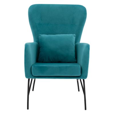 Armchair Velvet Turquoise with metallic black leg HM8721.08 67x80x102 cm.