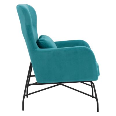 Armchair Velvet Turquoise with metallic black leg HM8721.08 67x80x102 cm.