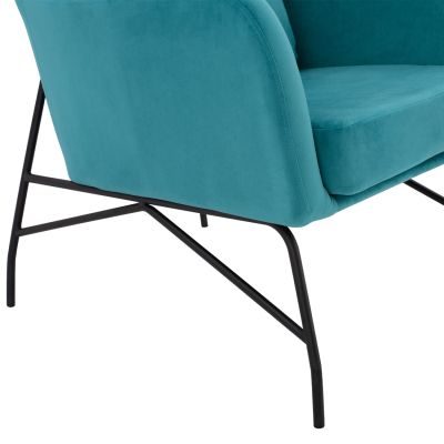 Armchair Velvet Turquoise with metallic black leg HM8721.08 67x80x102 cm.