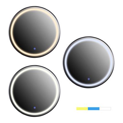 СТЕННО ОГЛЕДАЛО КРЪГЛО HM9579.01 АЛУМИНИЕВО В ЧЕРНО-LED СВЕТЛИНА Φ60x3см.