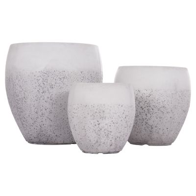 GARDEN PLANTERS SET 3PCS SERIES GARDENER HM4718 FIBERCLAY IN WHITE Φ55x54Hcm.