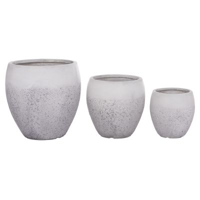GARDEN PLANTERS SET 3PCS SERIES GARDENER HM4718 FIBERCLAY IN WHITE Φ55x54Hcm.