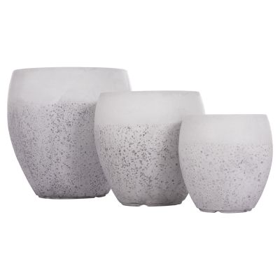 GARDEN PLANTERS SET 3PCS SERIES GARDENER HM4718 FIBERCLAY IN WHITE Φ55x54Hcm.