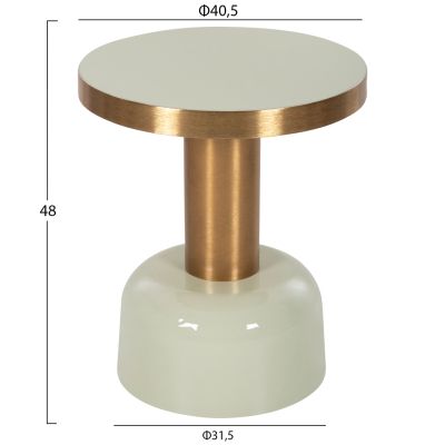 SIDE TABLE ERODE HM4243.07 METAL IN LIGHT GREEN-GOLD Φ40,5x48Hcm.