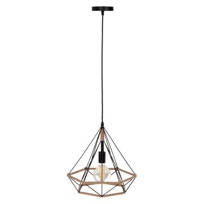 CEILING PENDANT LAMP HM4062 BLACK METAL-ROPE 33x37x128Hcm.