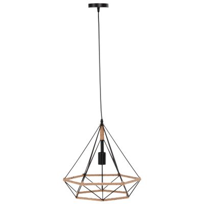 CEILING PENDANT LAMP HM4062 BLACK METAL-ROPE 33x37x128Hcm.
