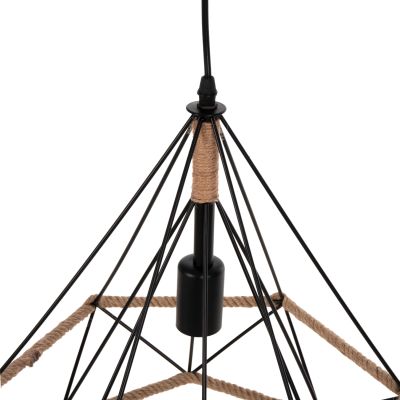 CEILING PENDANT LAMP HM4062 BLACK METAL-ROPE 33x37x128Hcm.