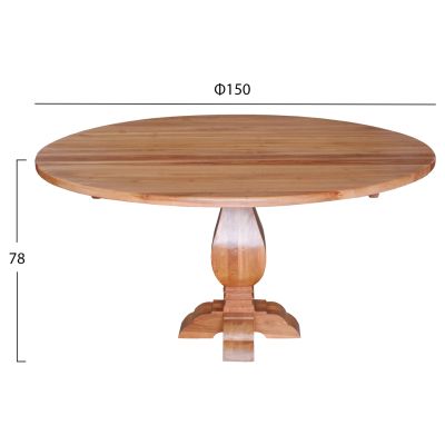 TABLE ROUND VEDU HM9464.01 TEAK WOOD CARVED LEG Φ150x78Hcm.