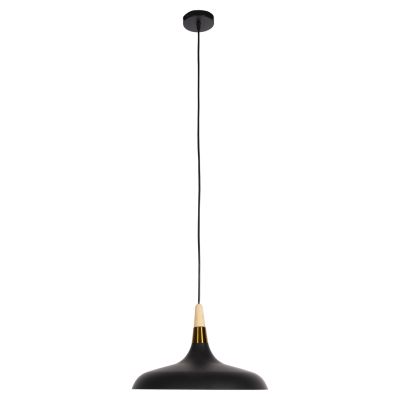 CEILING PENDANT LAMP HM4080 BLACK METAL-WOODEN DETAIL ON TOP 35x35x112H cm.