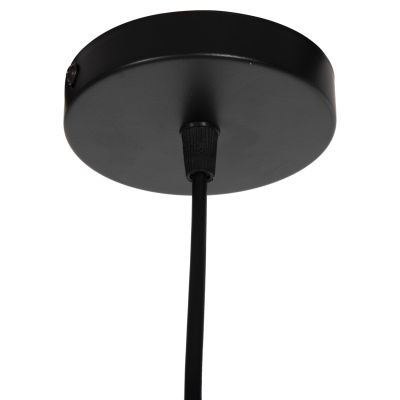 CEILING PENDANT LAMP HM4080 BLACK METAL-WOODEN DETAIL ON TOP 35x35x112H cm.