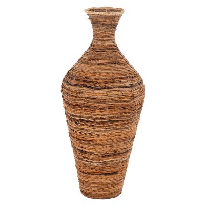 DECORATIVE FLOOR VASE HM7836 BANANA FIBER RUSH-MAT IN BROWN COLOR Φ43x100Hcm.