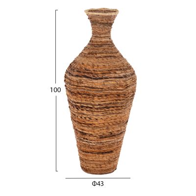 DECORATIVE FLOOR VASE HM7836 BANANA FIBER RUSH-MAT IN BROWN COLOR Φ43x100Hcm.