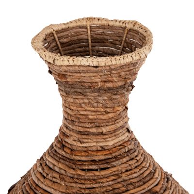 DECORATIVE FLOOR VASE HM7836 BANANA FIBER RUSH-MAT IN BROWN COLOR Φ43x100Hcm.
