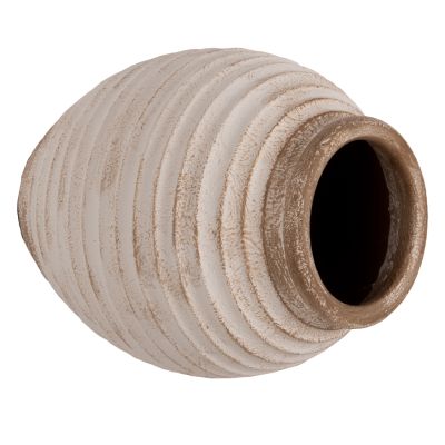 DECORATIVE FLOOR VASE PYDNA HM7932 TERRACOTTA IN ANTIQUE WHITE-BEIGE COLOR Φ28x35Hcm.