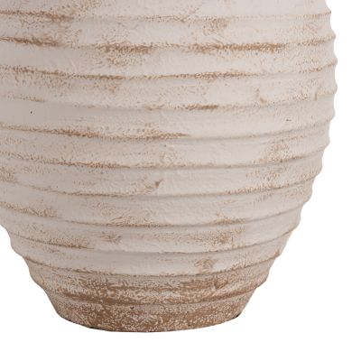 DECORATIVE FLOOR VASE PYDNA HM7932 TERRACOTTA IN ANTIQUE WHITE-BEIGE COLOR Φ28x35Hcm.