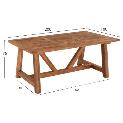 DINING TABLE HM7922 RECYCLED TEAK IN NATURAL COLOR 200X100X75Hcm.