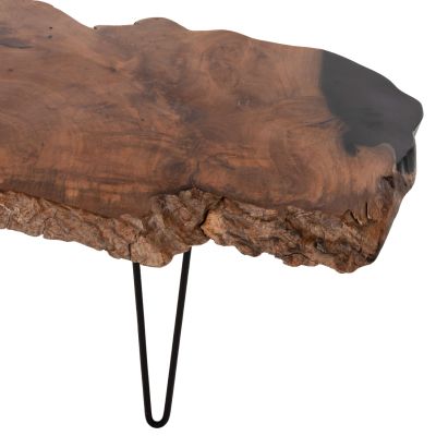COFFEE TABLE GLAZE HM9750 TEAK WOOD IN NATURAL-BLACK METAL LEGS 110x60x48Hcm.