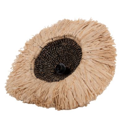 CEILING PENDANT MADE OF SISAL AND ABACA FIBER CAP IN NATURAL-BLACK 50x50x20Hcm.HM7789